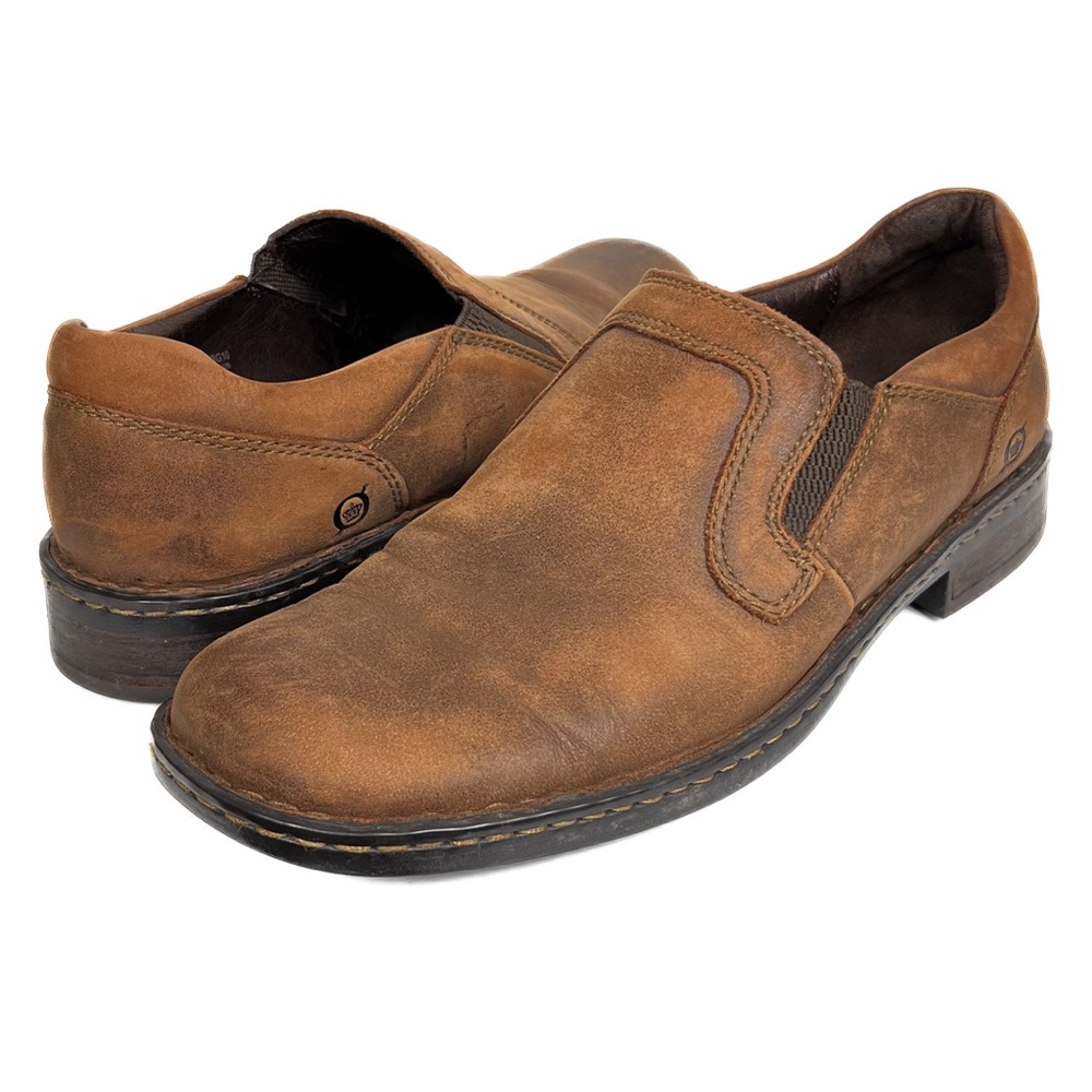 Born Mens 11 Brown Leather Slip On Loafers Comfort Casual Shoes Distressed